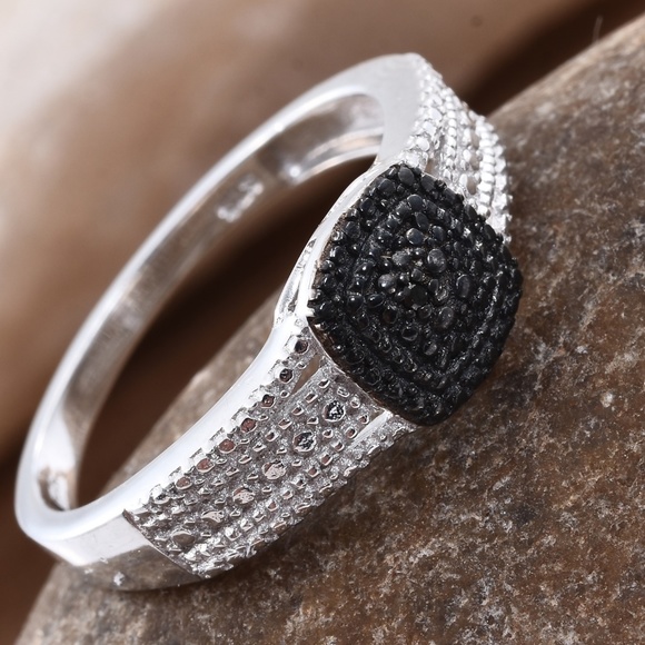 Jewelry - Bk Diamond Accent (IR) Bk Rhodium and Platin Ring